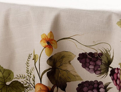 Maison d' Hermine Table Cloth Round Table 100% Cotton 69 Inches Fall Tablecloth Reusable Everyday Use for Thanksgiving Christmas Decorations Dining Farmhouse Party (Pumpkin Garden - Cloudy Cream)