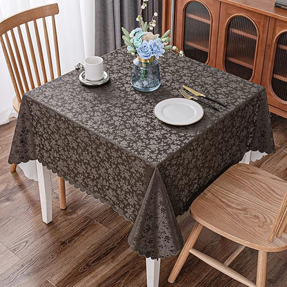 Smiry Square Table Cloth, Waterproof Heavy Duty Vinyl Tablecloths, Wipeable Washable Table Cover for Kitchen and Dining Room (Coffee, 54" X 54")