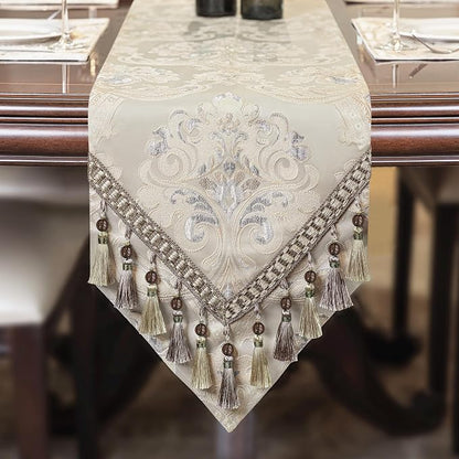 Loom and Mill Luxury Jacquard Table Runner 60 Inches Long, Light Apricot | by LoomandMill