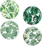 Drinks Coasters Set of 4, Green Palm Leaves Round 4" Cup Coasters, Absorbent Ceramic Stone Coasters with Cork Base, Cute Coasters for Table Home Décor, Ideal Gifts for Women Men