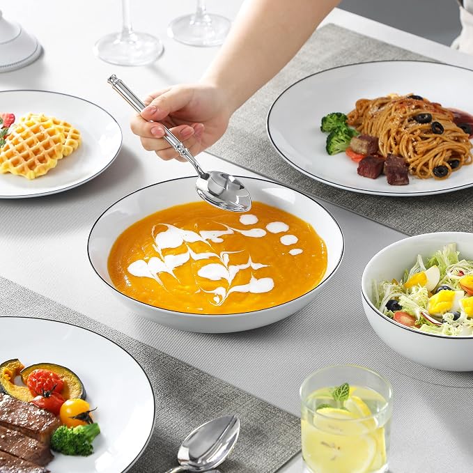 MALACASA 24-Piece Porcelain Dinnerware Set, - Image 5