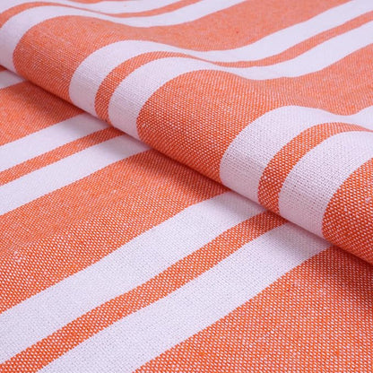 Encasa XO Table Runner, Woven Cotton Dining Runner 13"x94" Franca Orange Stripes - Image 6