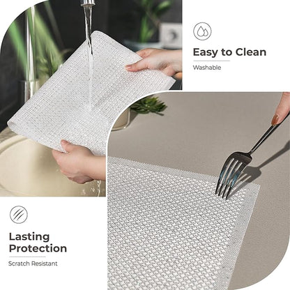 Leetaltree Luxury Crystal White Sequin Placemats Set of 4 - Waterproof Washable for Wedding, Anniversary, Daily Use - Sparkling Table Decor - Hand-Cut