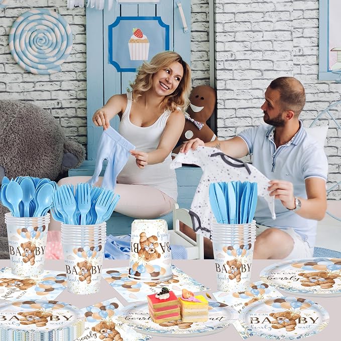 168pcs We Can Bearly Wait Bear Plates Napkins - Image 7