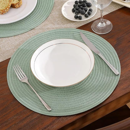 SHACOS Round Placemats Set of 4 Woven Braided Table Placemats 15 inch Cotton - Image 4