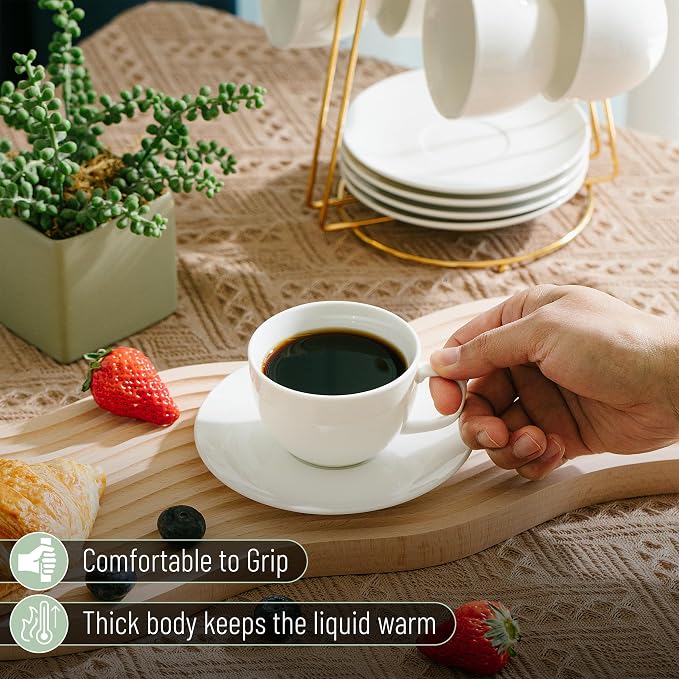 BTaT- Cappuccino Cups with Saucers 8 oz, Au Lait, Flat White, Dishwasher - Image 6