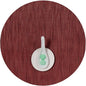 Chilewich Bamboo Placemats Set of 4 - Round Woven Placemats - Reusable, Stain-Resistant, Indoor/Outdoor Tabletop Protection - 15" - Cranberry