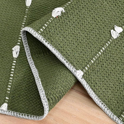 Artoid Mode Army Green Farbic Rustic Cotton Woven Table Runner, Farmhouse - Image 5
