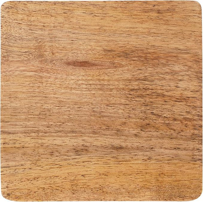 Set of 6 Wood Coasters - Natural Mango Wooden Coasters for Drinks, Beverages, Wine Glasses & Bar Glasses - Rustic & Durable Drink Coasters - Coaster Set for Home, Kitchen, Dining, Bar Decor