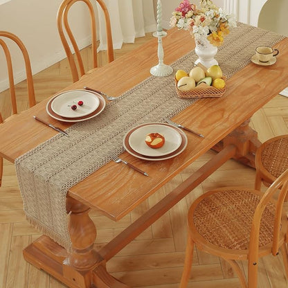 Burlap Boho Table Runner for Home Decor - Image 6