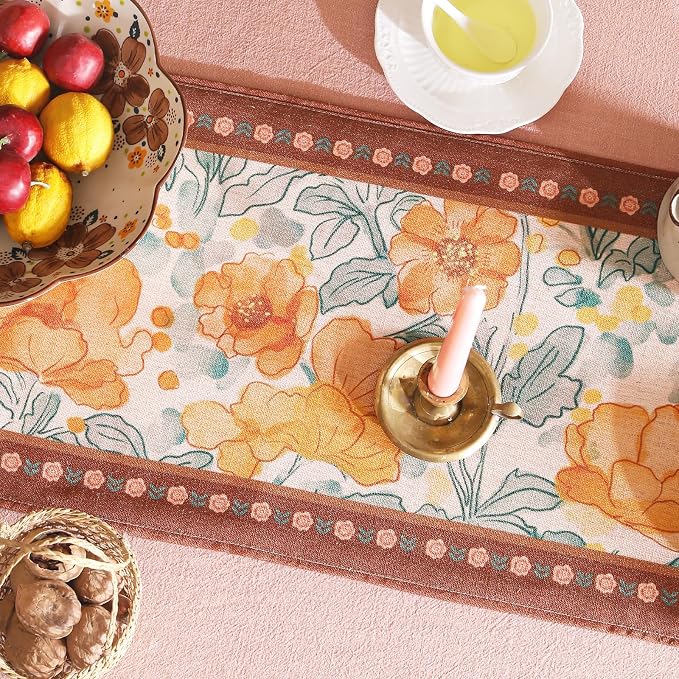 bilin gaier Designer Vintage Floral Printed Table Runner, French Soft Linen - Image 4