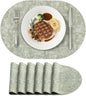 Placemats Set of 6, 11.8 x 17 Inch, Grass Green | Heat Resistant Oval Faux by homing