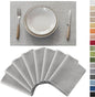 Demetex Placemats Set of 8 Grey Washable Fabric Place Mats Heat Resistant Linen Placemat for Indoor Kitchen Dining Room Tables, 13x19 inch, Light Grey