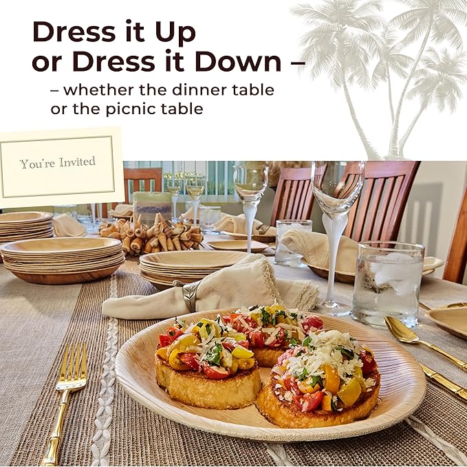 Indie Palm Disposable Palm Leaf Plates – 100 Pack 8 Inch Square – Heavy Duty, 100% Compostable & Biodegradable – Eco-Friendly Alternative to Plastic & Bamboo – Perfect for Parties & Events
