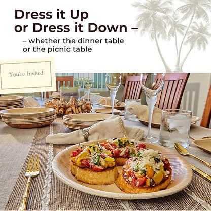 Indie Palm Disposable Palm Leaf Plates – 100 Pack 8 Inch Round – Heavy Duty, 100% Compostable & Biodegradable – Eco-Friendly Alternative to Plastic & Bamboo – Perfect for Parties & Events