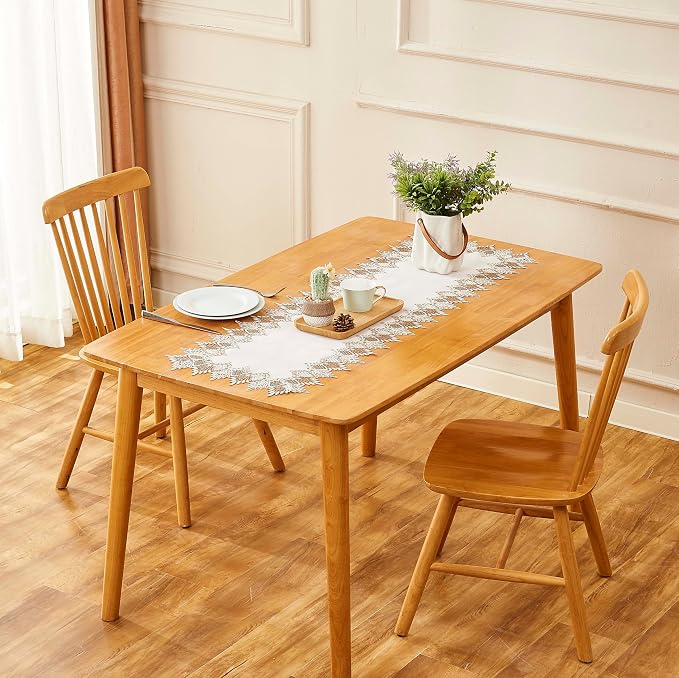 White Linen Table Runner 108” Lace Dining Table Runners | French Dresser Runners - Image 5