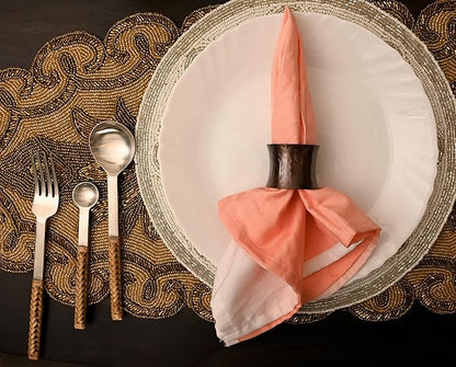 Bronze Napkin Rings, Napkin Ring Set of 12, Napkin Holders for Dining Table Settings Thanksgiving Metal Serviette Ring Rustic Table Décor for Weddings, Parties, and Everyday Use - CLEENTABLE