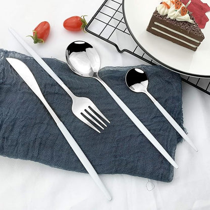 JASHII Flatware Serving Set 24 Piece, Stainless Steel Silverware Set, Modern - Image 7