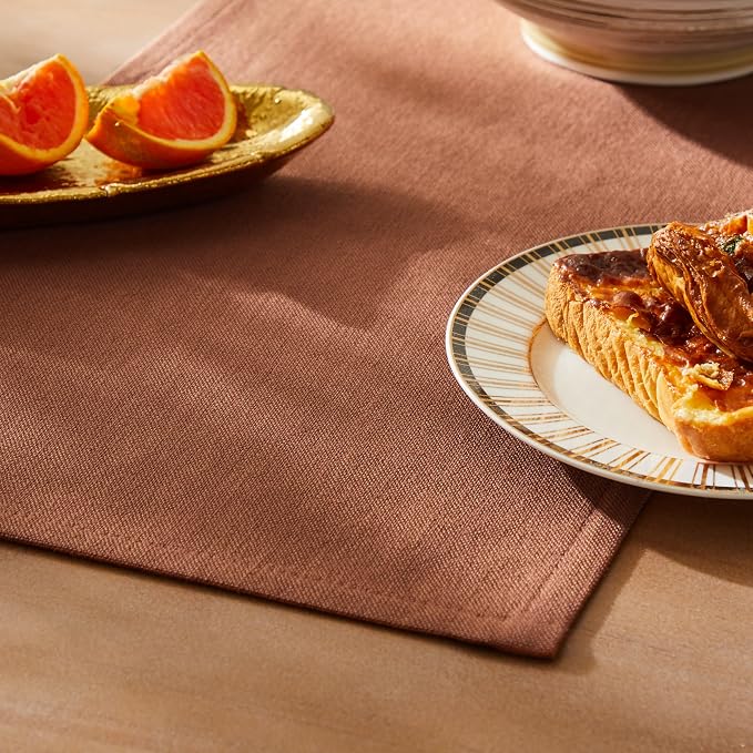 Rustic Cotton Linen Table Runner, 13x36 Inches Terracota | Farmhouse Style by ZEEMARTONLINE