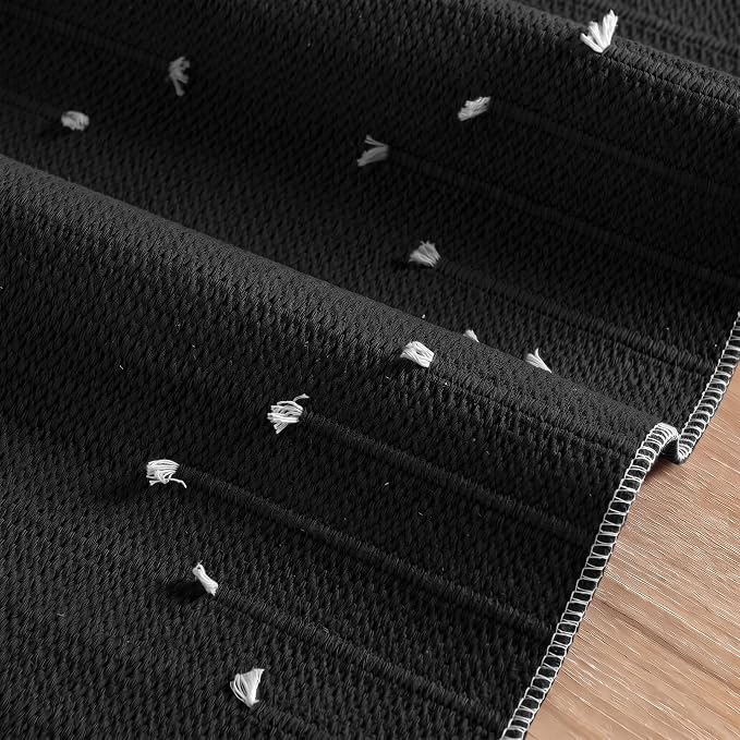 Artoid Mode Black Farmhouse Rustic Cotton Woven Table Runner, Seasonal - Image 5
