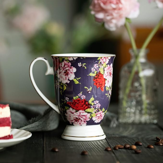 BTaT- Coffee Mugs, 12 oz, Floral Mugs, Porcelain Bone China, Coffee Cups - Image 7