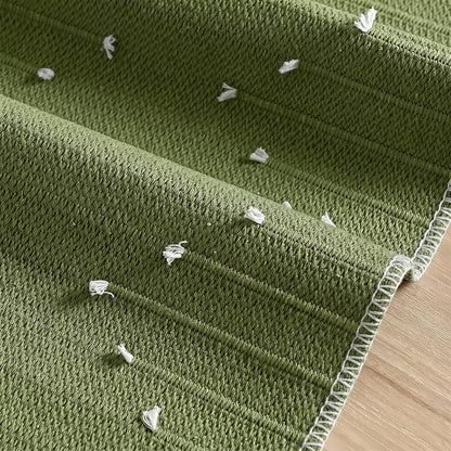 Artoid Mode Army Green Farmhouse Rustic Cotton Woven Table Runner, Seasonal - Image 7