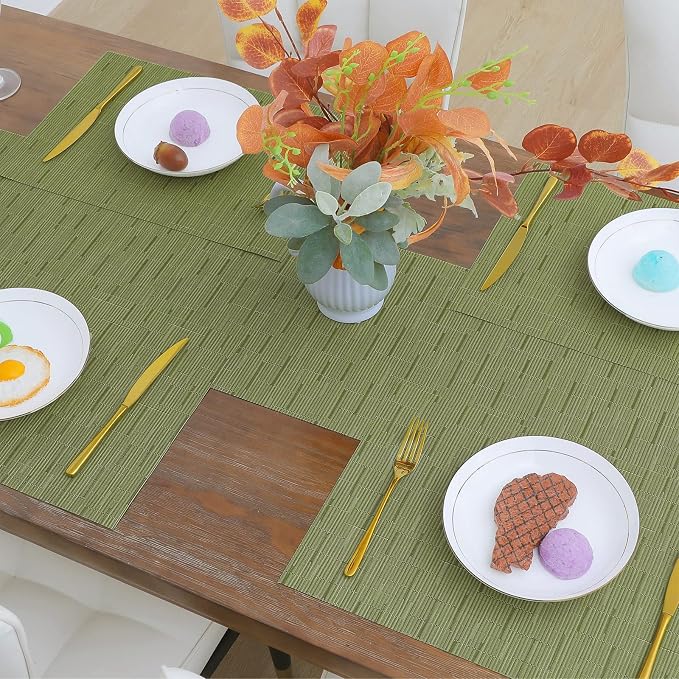 SHACOS Placemats Set of 8 Woven Vinyl Place Mats - Image 6