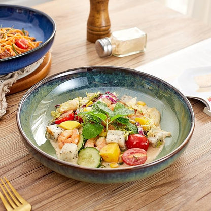 Transmutation Glaze Serving Pasta Bowl, 10 inch Ceramic Wide Salad Bowls - Image 7