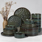 HaWare 24-Piece Dinnerware Set for 8, Reactive Moss Green | Stoneware, Ripple by HaWare