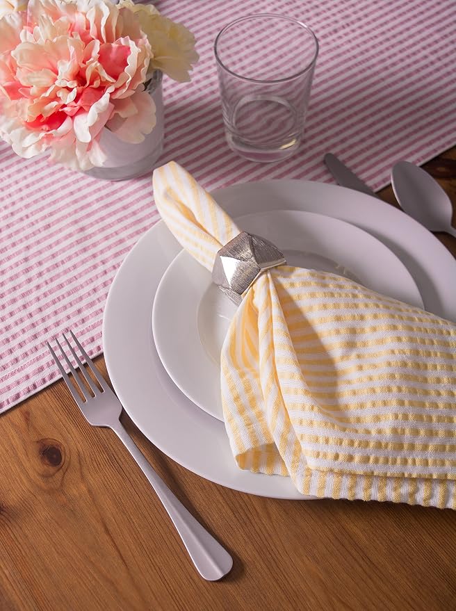 DII Decorative Geometric Napkin Ring Set, Triangle Band Silver - Image 6
