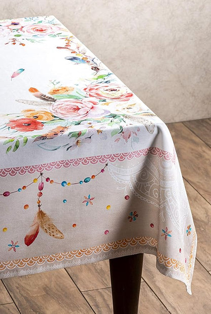 Maison d' Hermine Table Cloth Square Table 100% Cotton 54 x 54 Inches Tablecloth Reusable Decorative for Dining Room Farmhouse Home Valentines Day Decorations Spring Summer - Ibiza - Beige