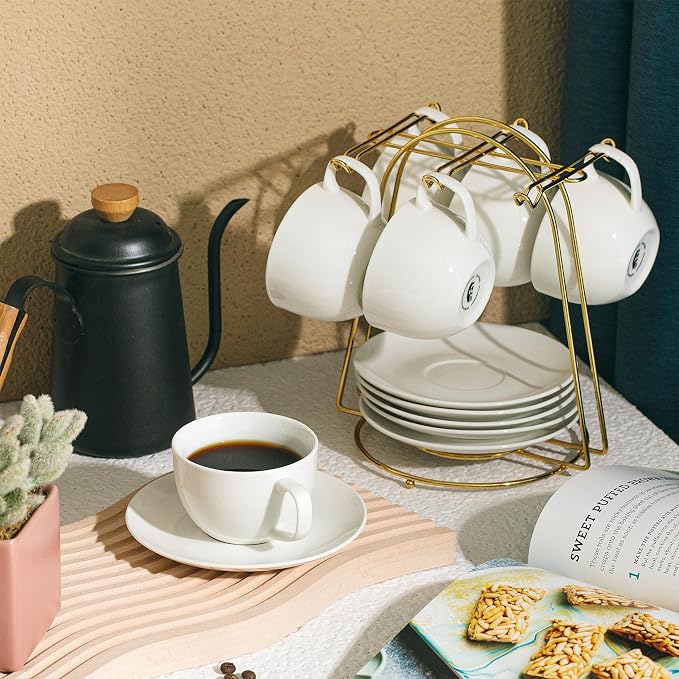BTaT- Cappuccino Cups with Saucers 8 oz, Au Lait, Flat White, Dishwasher - Image 8
