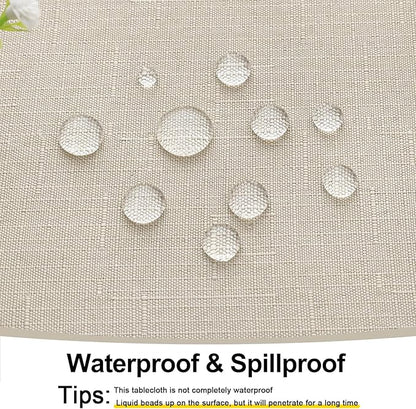Smiry Rectangle Table Cloth Linen Textured, Waterproof Spillproof Anti-Wrinkle Burlap Tablecloth, Washable Decorative Fabric Table Cover for Dining, Party, Banquet, 60 x 120 Inch, Beige