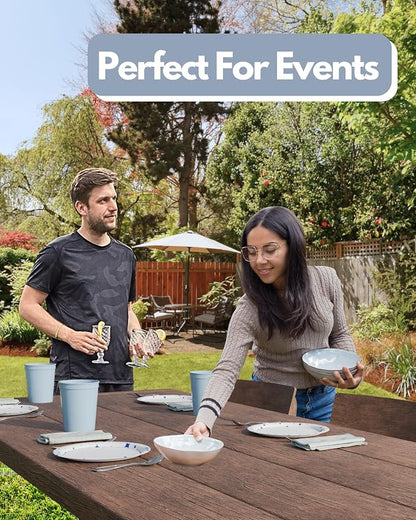 PartyPrints 10 Pack 16 oz Placid Blue Reusable Blank Plastic Cups, Stadium Cups - Image 6