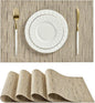 Leetaltree Light Brown Placemats Set of 4 - Heat Resistant Non-Slip Place mats for Dining Table, Washable Durable PVC Vinyl Woven Table Mats（Light Brown, 4）