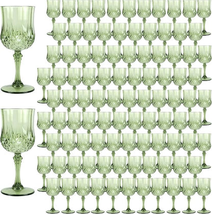 100Pack Plastic Wine Glasses, 7oz Vintage Goblets by LEYIQU