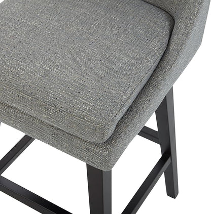 CHITA Bar Height Swivel Barstool with Back Set of 2, FSC Certified Upholstered Bar Stool, 30.7" H Seat Height, Fabric in Fog