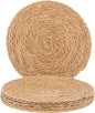 GENMOUS Woven Placemats Set of 6, 12" Round Placemats Natural Water Hyacinth Boho Placemats, Farmhouse Rattan Chargers for Dinner Plates, Rustic Braided Wicker Table Mats for Dining Table,Home,Wedding