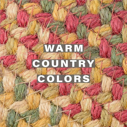 Homespice Cider Barn Jute Braided Table Runner Set of 2-8x28, Oval, Red - Rich Colors, Easy to Clean, Durable and Protects Furniture