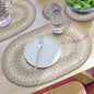 Homespice Grey Cloud Jute Braided Placemats, Warm Country Decor, Set of 4, Grey 13x19 Oval Table Mats - Vibrant Colors, Durable, Easy to Clean and Protects Furniture