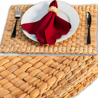 Table Mats Set of 6, Dining Decor, Heat Resistant Farmhouse Placemats Set of 6, Boho Placemats, Place Mats for Dining Tables, Wicker Woven Placemats, (Rectangle 17x12 in)
