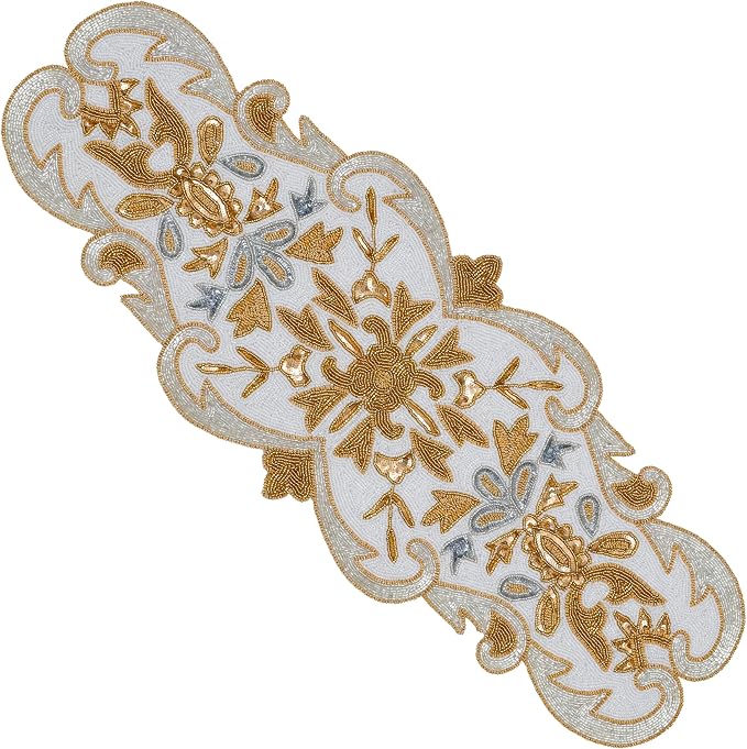 Beaded Table Runner Decorative Hand Glitz Rustic Farmhouse - Image 7