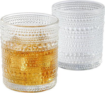 OLULU Cocktail Glasses 10 oz Set of 2, Glass Hobnail Drinking Glasses, Vintage by OLULU