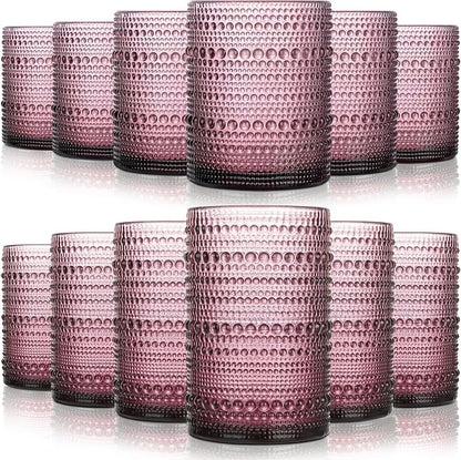 KMIGRUAN Hobnail Drinking Glasses Set of 12, 15Oz & 12Oz Cocktail Glasses | by KMIGRUAN