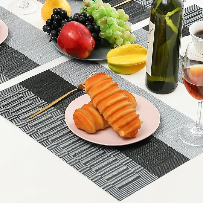 Leetaltree Grey with White Striped Placemats Set of 6 - Image 9