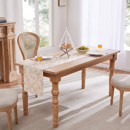 French Pastoral Farmhouse Table Runners, 13x108 Inch Taupe | 100% Organic - Image 3