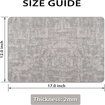 Placemats Set of 6 Washable, Heat Resistant Table Placemats Wipeable Faux Leather Place Mats Non Slip, Waterproof Square Table Mats for Indoor Outdoor, Light Grey
