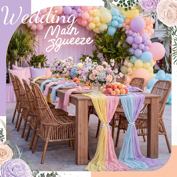 12 Pcs Pastel Cheesecloth Gauze Table Runners - Image 2
