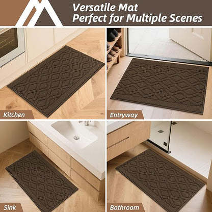 COSY HOMEER-Kitchen-Rugs-and-Mats 20"x32" Non Slip Kitchen Mats for Floor Absorbent Kitchen Rug Washable Kitchen Standing Floor Mat for Sink Mat,Throw Rug,Entry,Laundry,Brown