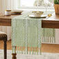 Hemstitched Farmhouse Table Runner, Sage Green 13x108 Inch, Cotton Linen Table by Unknown